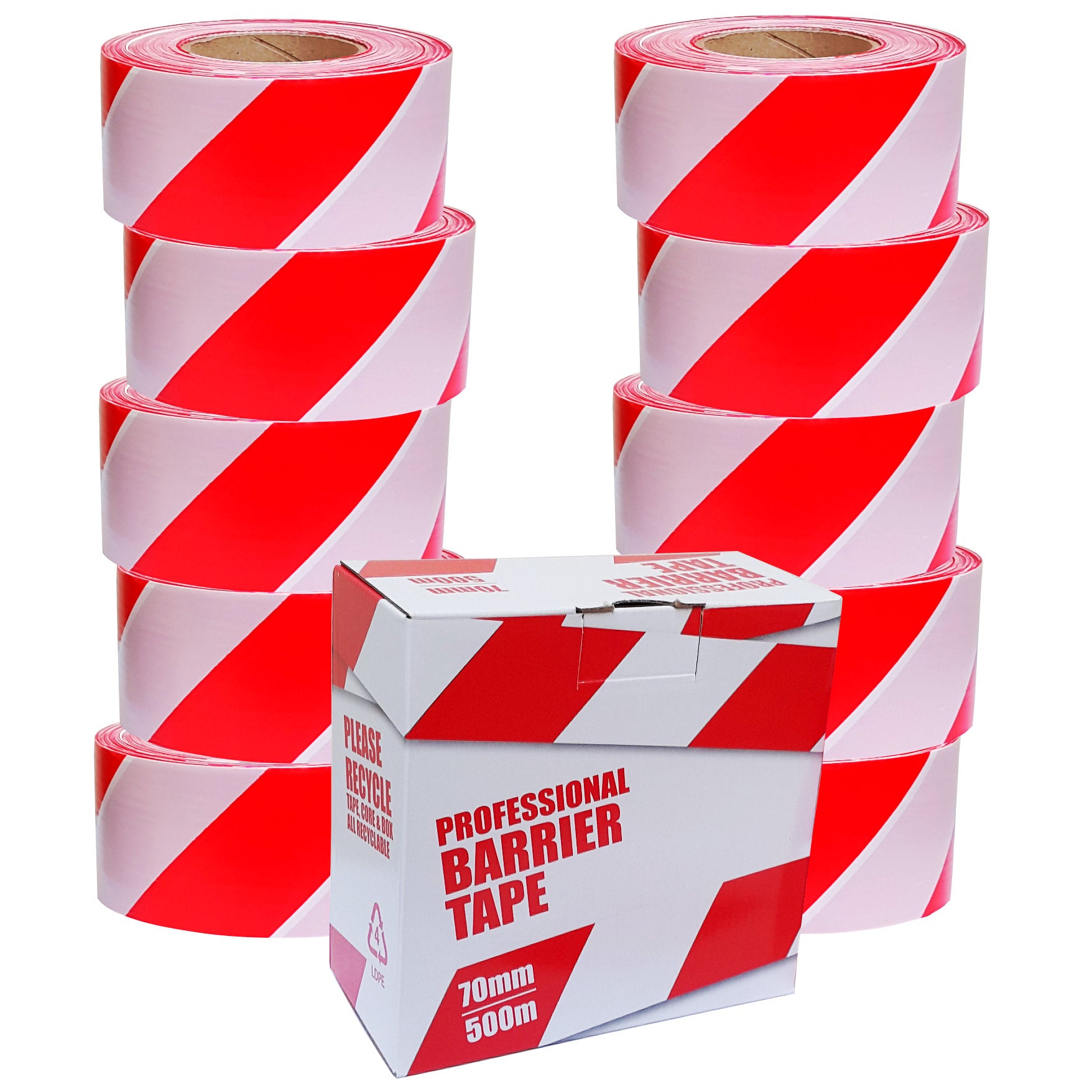 Professional Barrier Tape Red & White - 70mm x 500m