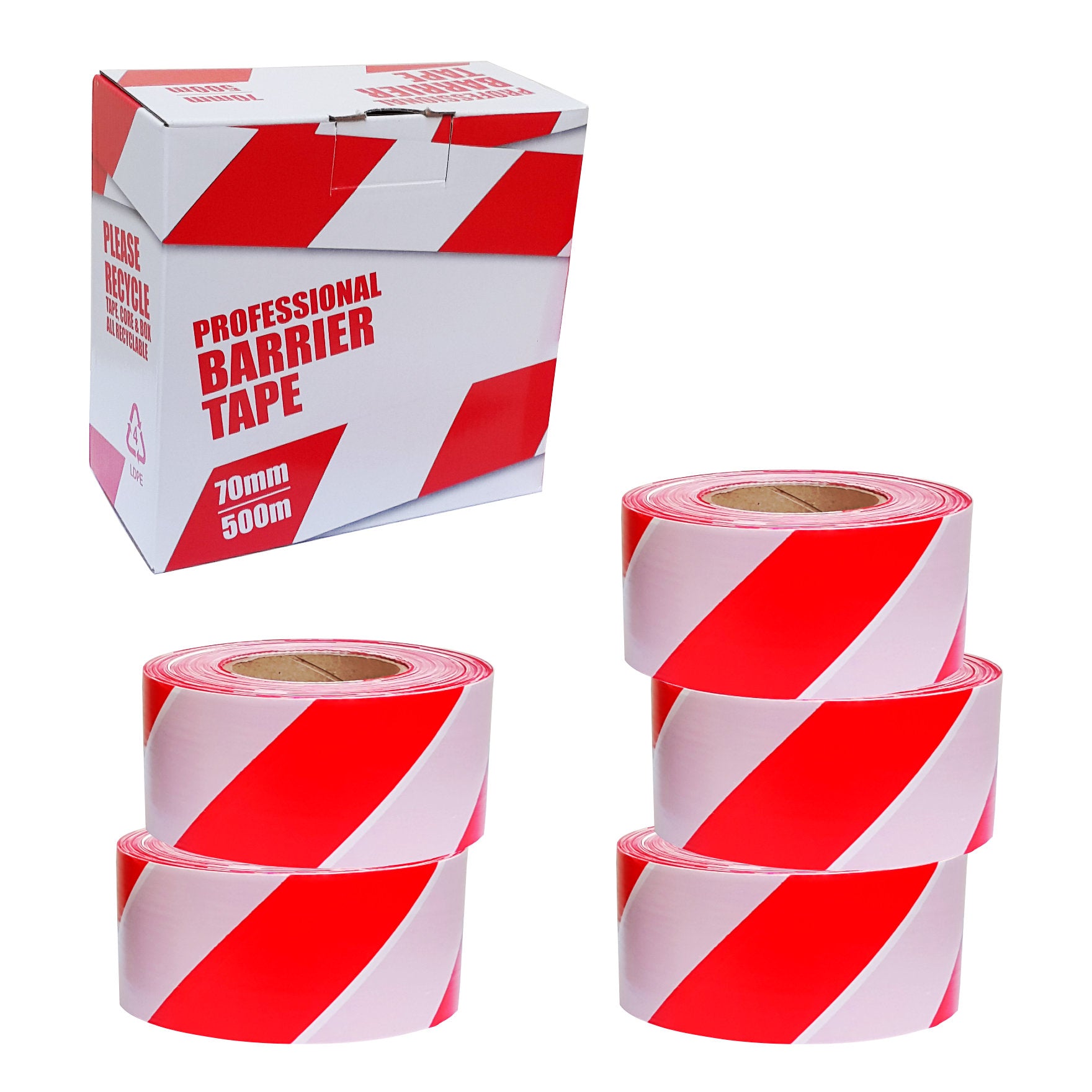 Professional Barrier Tape Red & White - 70mm x 500m