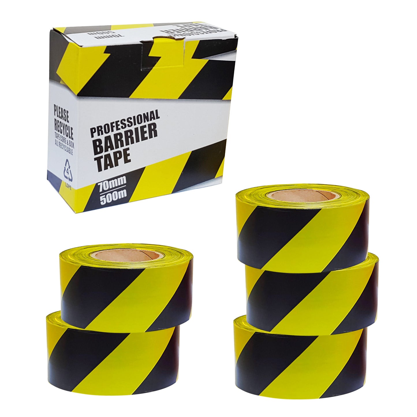 Professional Barrier Tape Black & Yellow - 70mm x 500m