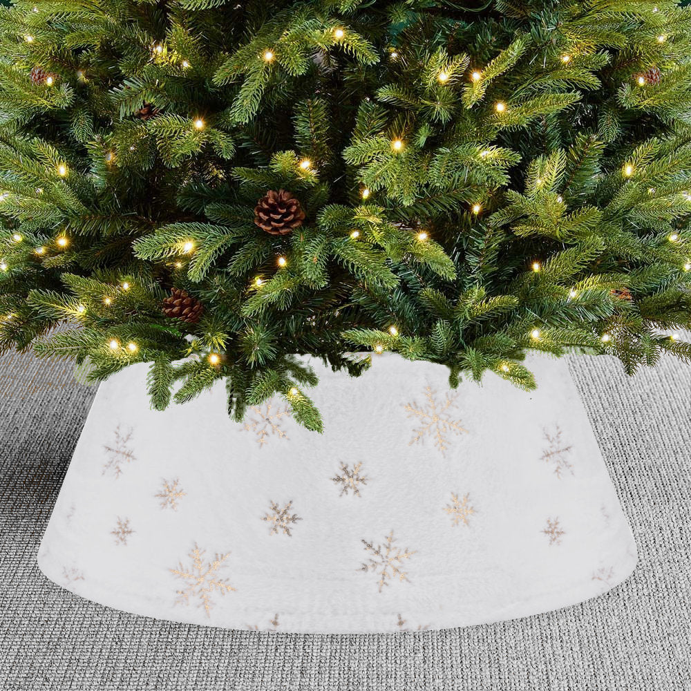 White Plush Christmas Tree Skirt Collar