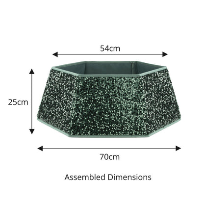 Green Sequin Christmas Tree Skirt Collar