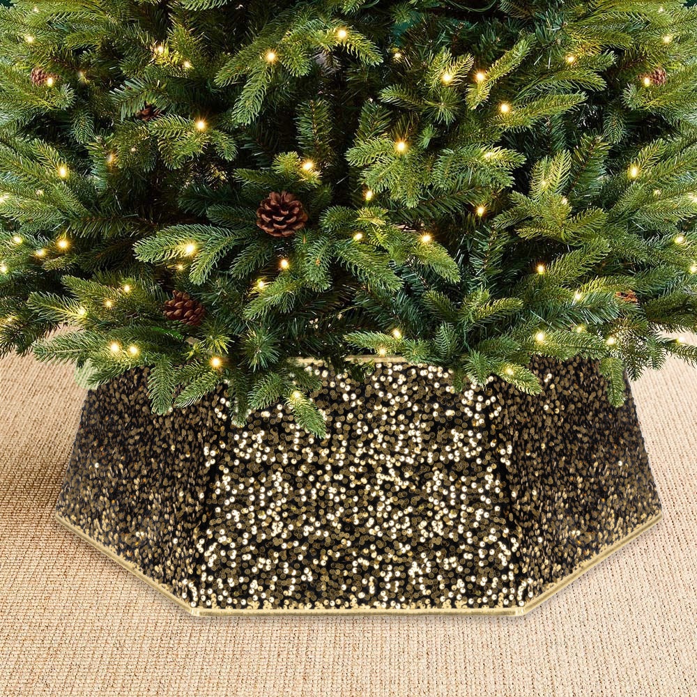 Gold Sequin Christmas Tree Skirt Collar