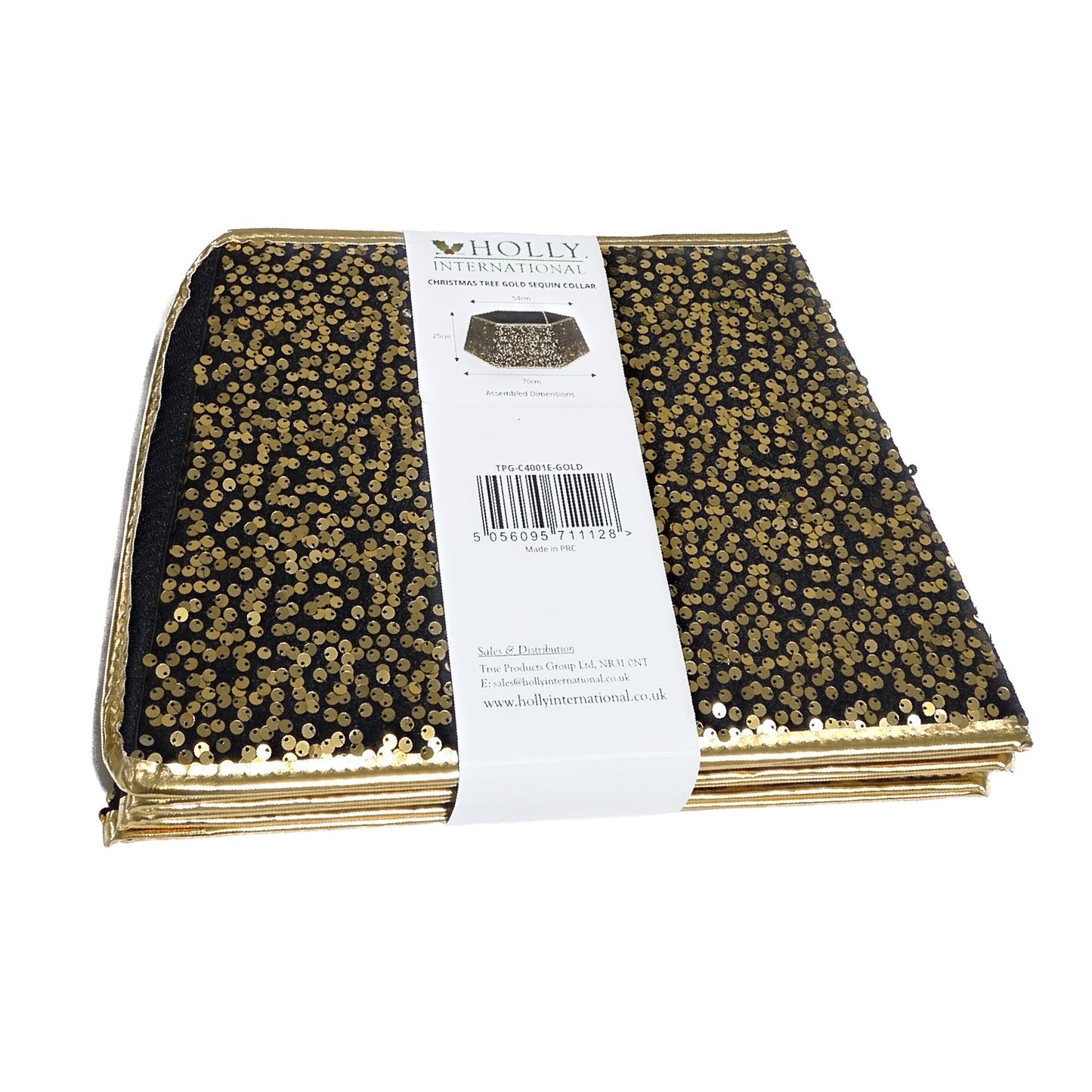 Gold Sequin Christmas Tree Skirt Collar