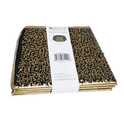 Gold Sequin Christmas Tree Skirt Collar