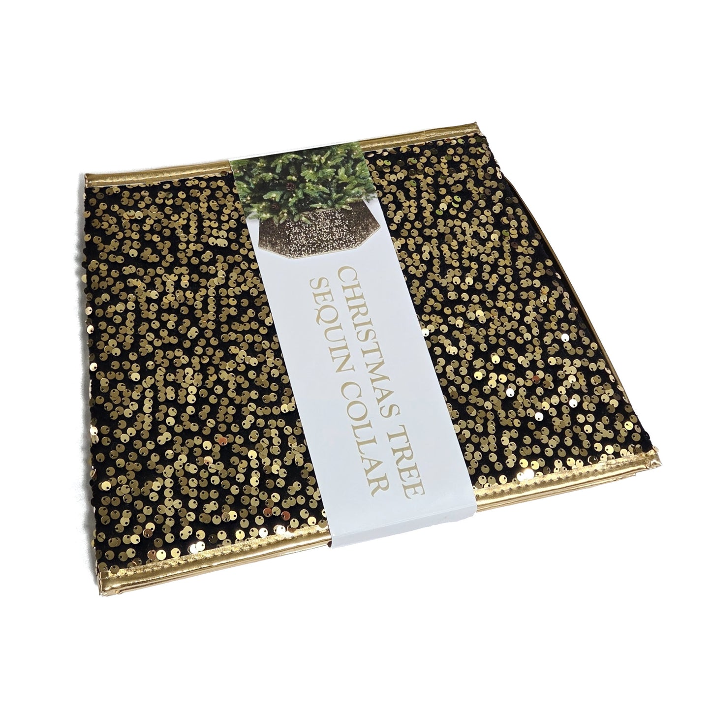 Gold Sequin Christmas Tree Skirt Collar