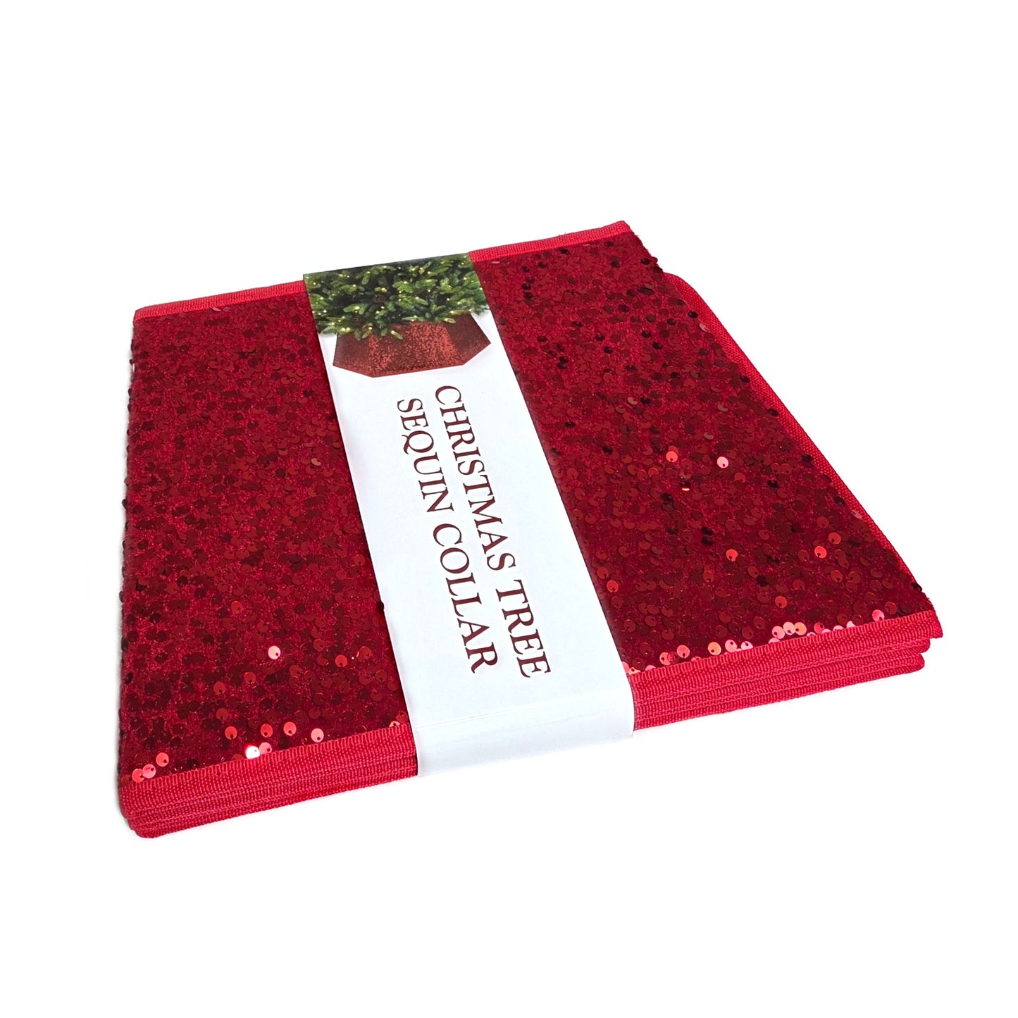 Red Sequin Christmas Tree Skirt Collar