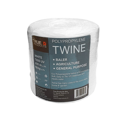 White Polypropylene Baling Twine T-800 UV - 500g Spool