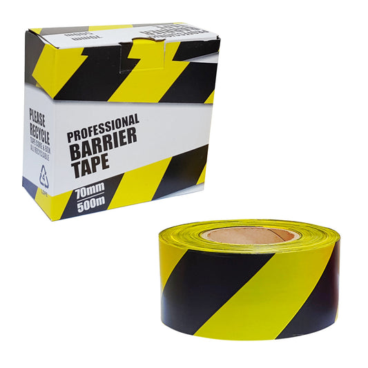 Professional Barrier Tape Black & Yellow - 70mm x 500m