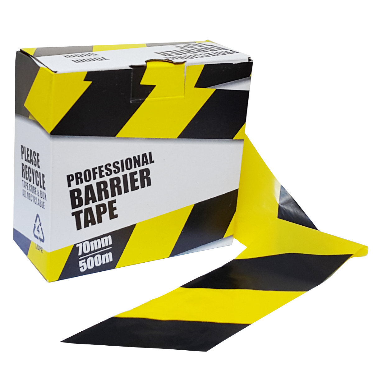 Professional Barrier Tape Black & Yellow - 70mm x 500m