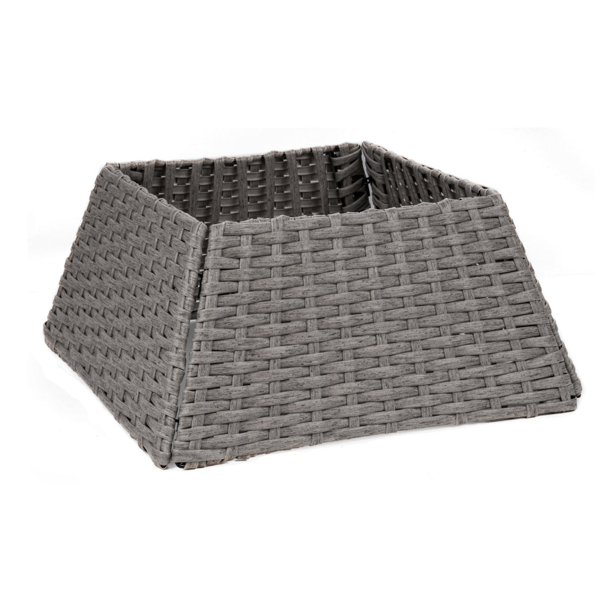 HOLLY Rattan Fold Flat Tree Skirt Collar Grey